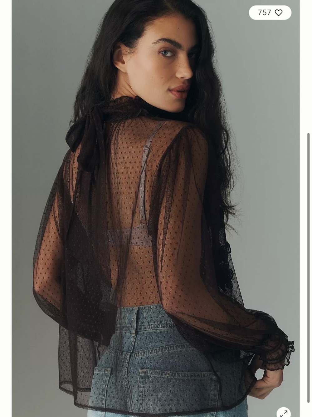Anthropologie Sheer Butterfly Embroidered Blouse - Picture 3 of 6